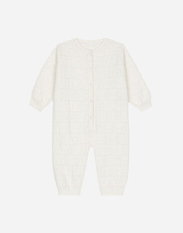 Dolce&Gabbana Long-sleeved jacquard knit onesie White L0EGI1JFMU2