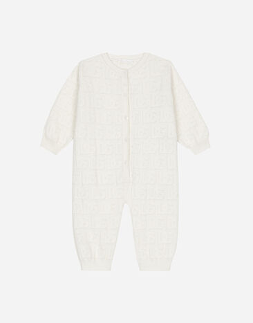 DolceGabbanaSpa Long-sleeved jacquard knit onesie White L11O82FJ5GU