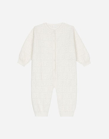Dolce & Gabbana Long-sleeved jacquard knit onesie White L0EGG2FU1L6