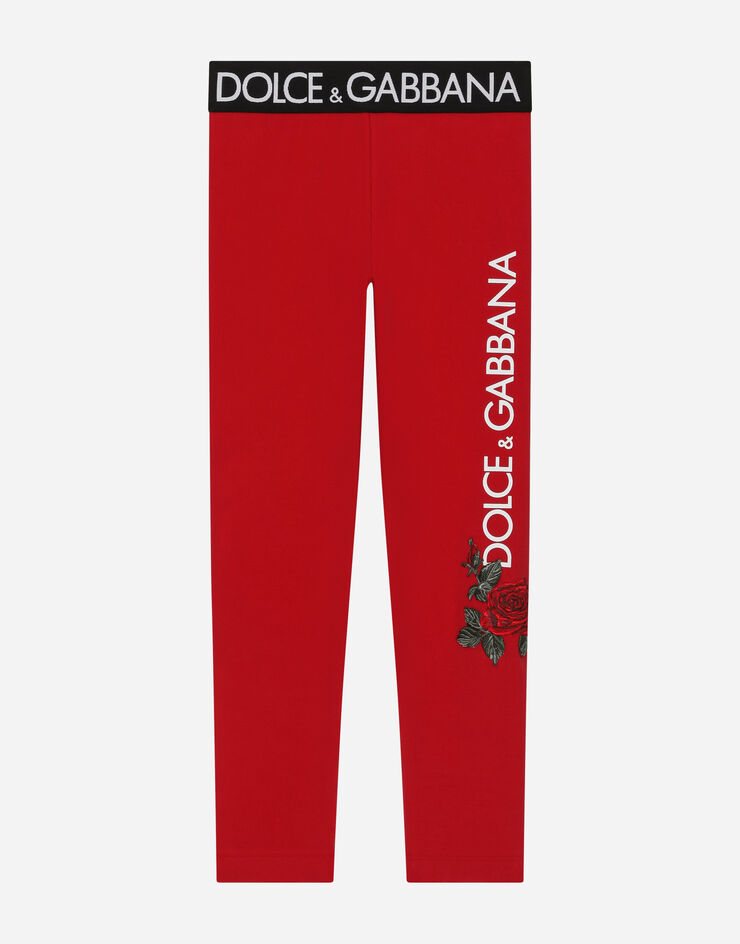 Dolce&Gabbana Leggings de interlock con estampado de logotipo y rosas Burdeos L5JP3JG7J7U