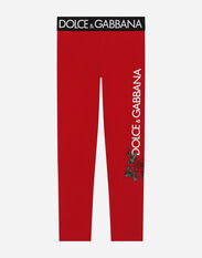 Dolce&Gabbana Interlock leggings with logo and rose print Bordeaux L5KWH6JCVG9