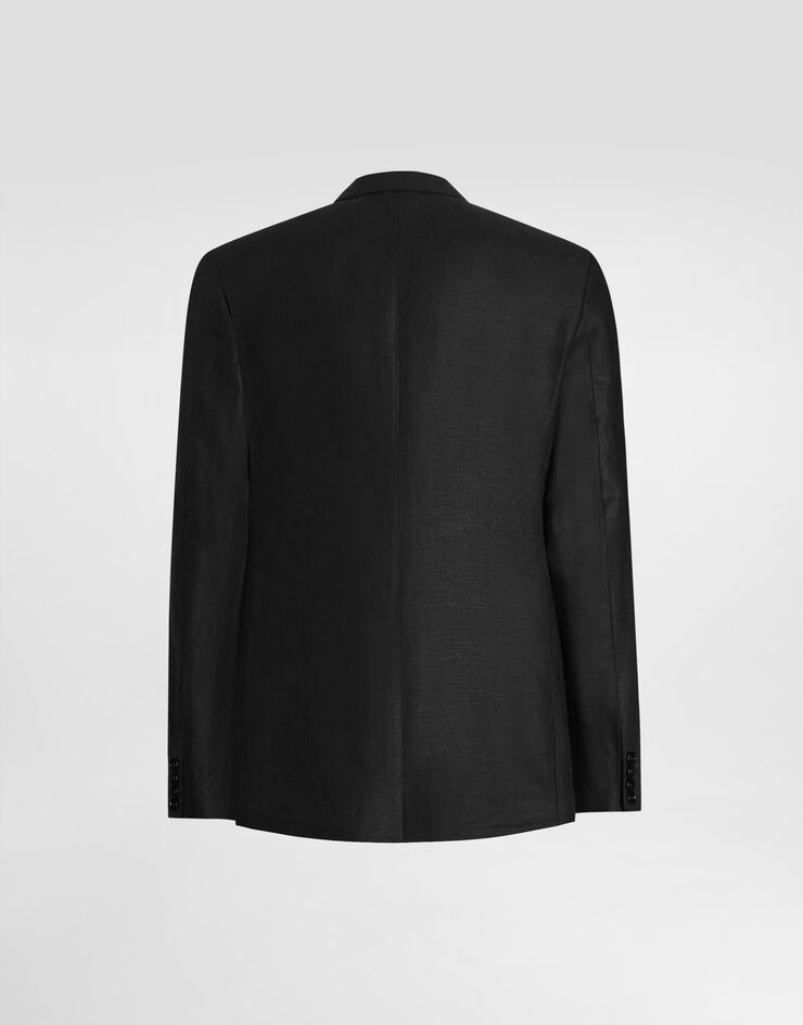 Dolce & Gabbana Single-breasted linen fabric jacket Black G2QS6TFU4MC