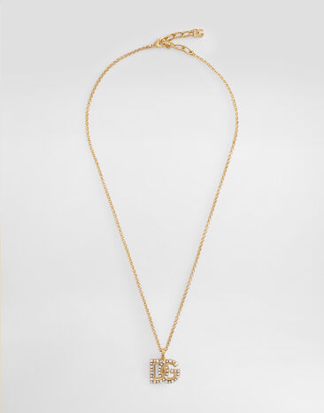 Dolce & Gabbana Fine link necklace with rhinestone-detailed DG logo Gold WNR2L4W1111