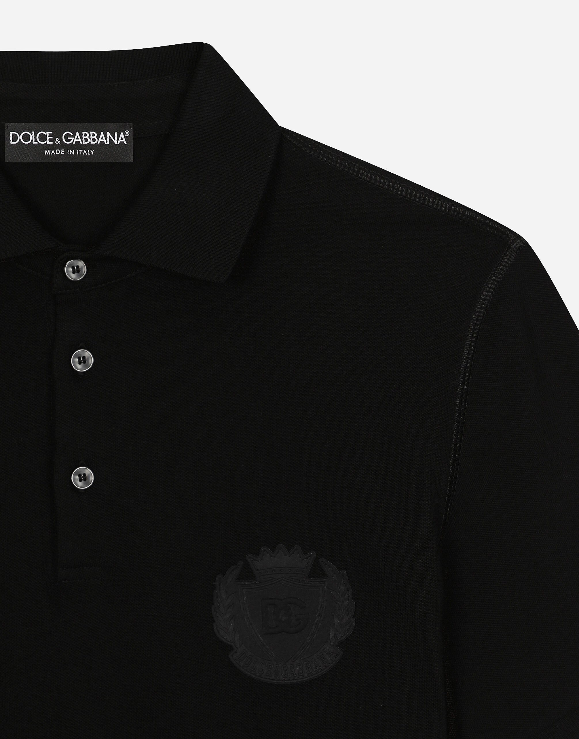 お手頃価格 Cotton Men for Black in embroidery logo DG with polo-shirt トップス