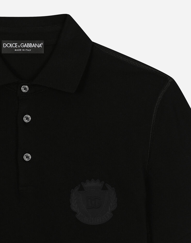 Dolce & Gabbana قميص بولو قطني بتطريز شعار DG أسود G8PL4ZG7NYY