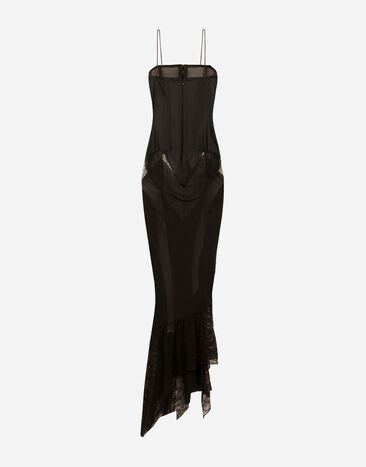 Dolce&Gabbana Strapless lace patchwork dress Black F6DIBTGDB2M