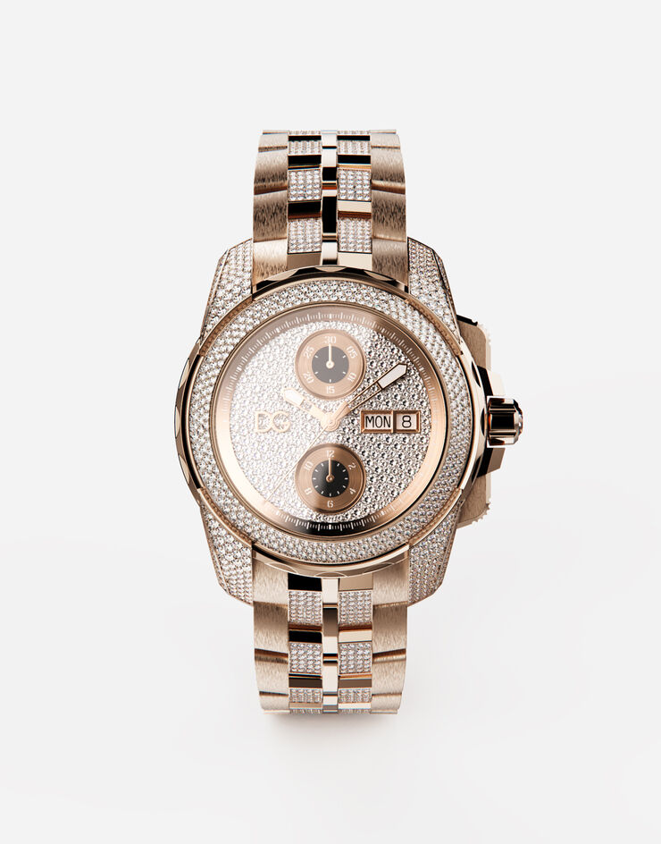 Dolce & Gabbana Gold watch with diamond pavé White and Pink Gold WWJS1GXP003