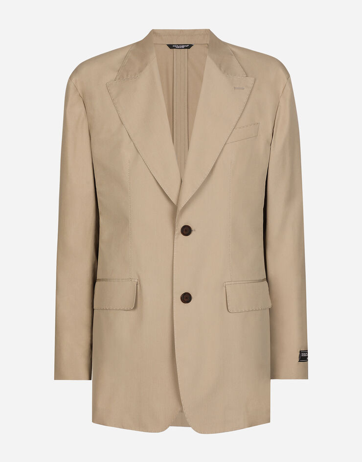 Dolce & Gabbana Einreihige Jacke aus Baumwollpopeline und Seide Beige G2TV1TFU5SW