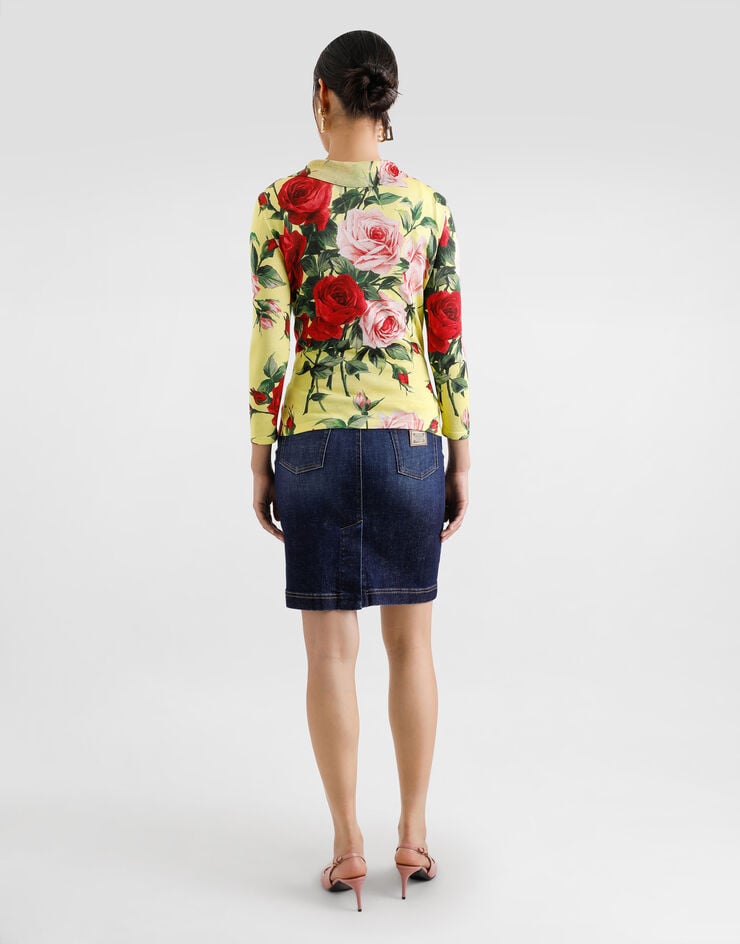 Dolce & Gabbana Canotta in maglia di seta stampa Bouquet Stampa FXT40TJAHLC