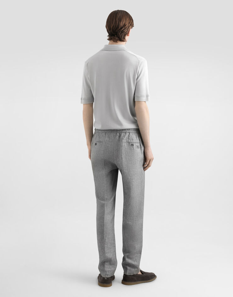 Dolce & Gabbana Polo de seda satinada Gris GXZ09ZJBSLV