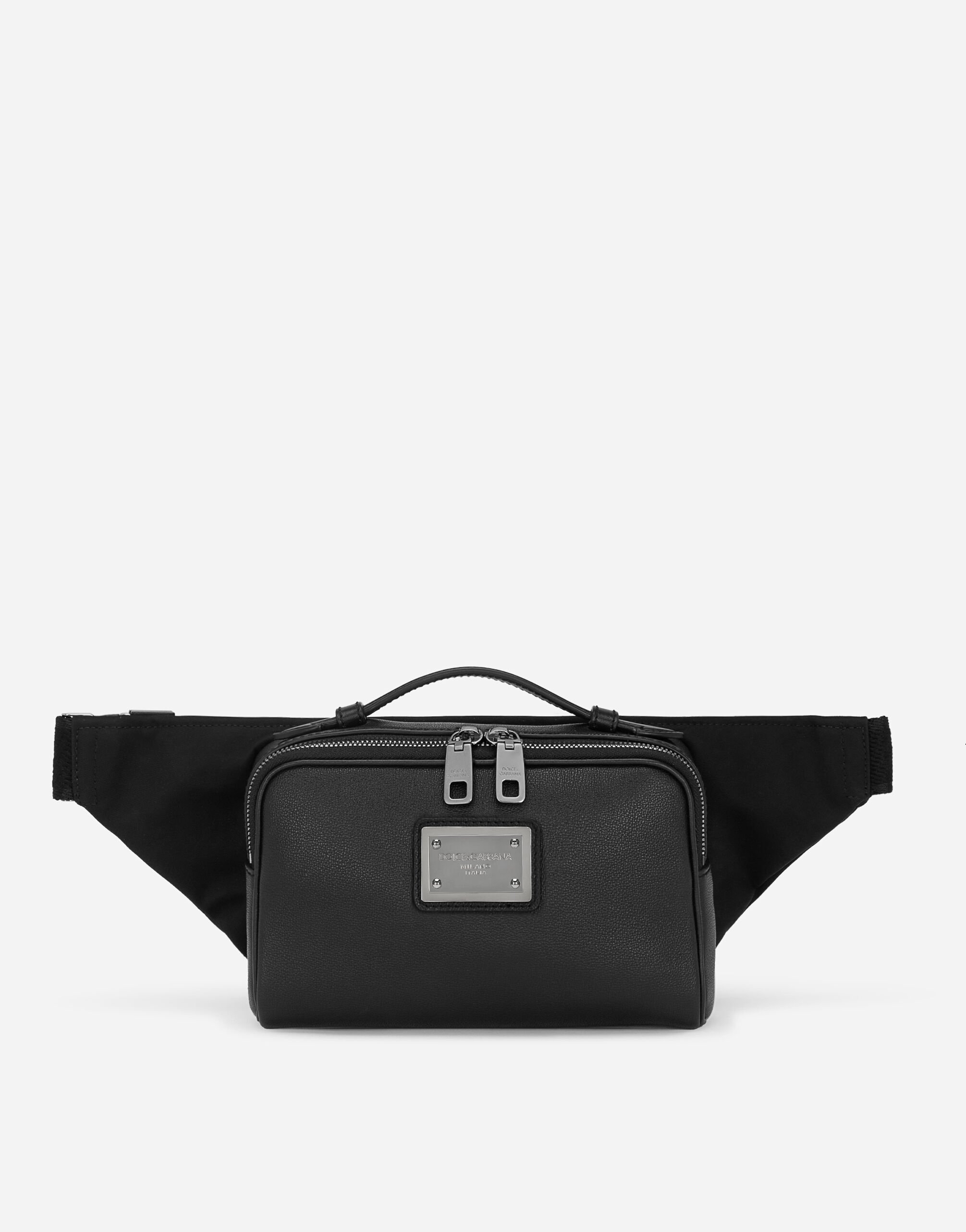 Dolce & Gabbana Grainy calfskin and nylon belt bag Black BM2331A8034