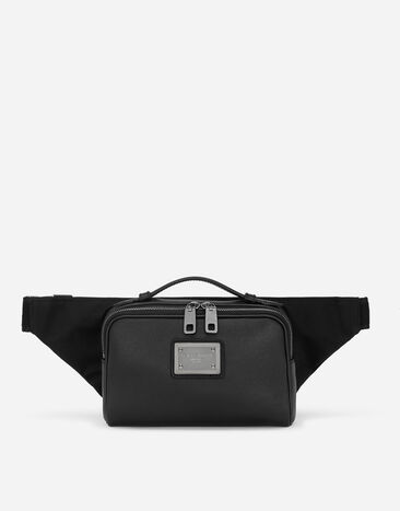 Dolce & Gabbana Поясная сумка из зернистой телячьей кожи и нейлона черный BM2331A8034