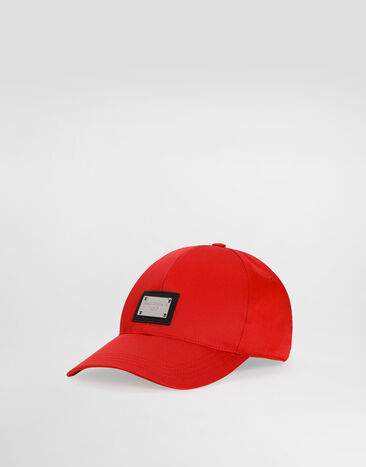 Dolce & Gabbana Cotton baseball cap with logo tag Bordeaux GH590AGF421