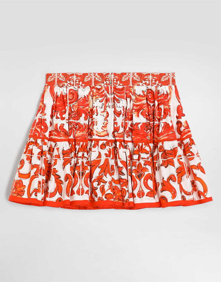 Dolce & Gabbana Majolica-print poplin skirt Multicolor L54I49G7P4N
