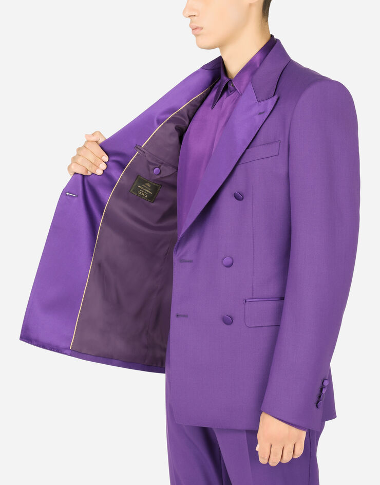 Dolce & Gabbana Double-breasted stretch wool Sicilia-fit suit Purple GKGJMTFUBE7