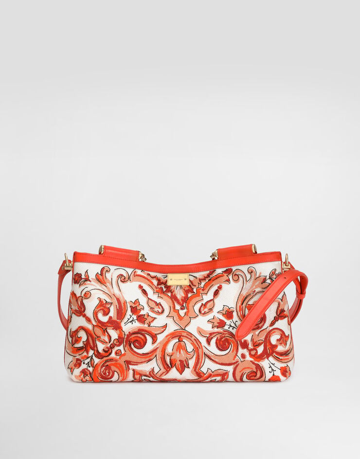 Dolce & Gabbana Borsa a mano Vittoria media con ricamo maiolica Arancione BB7896A0623