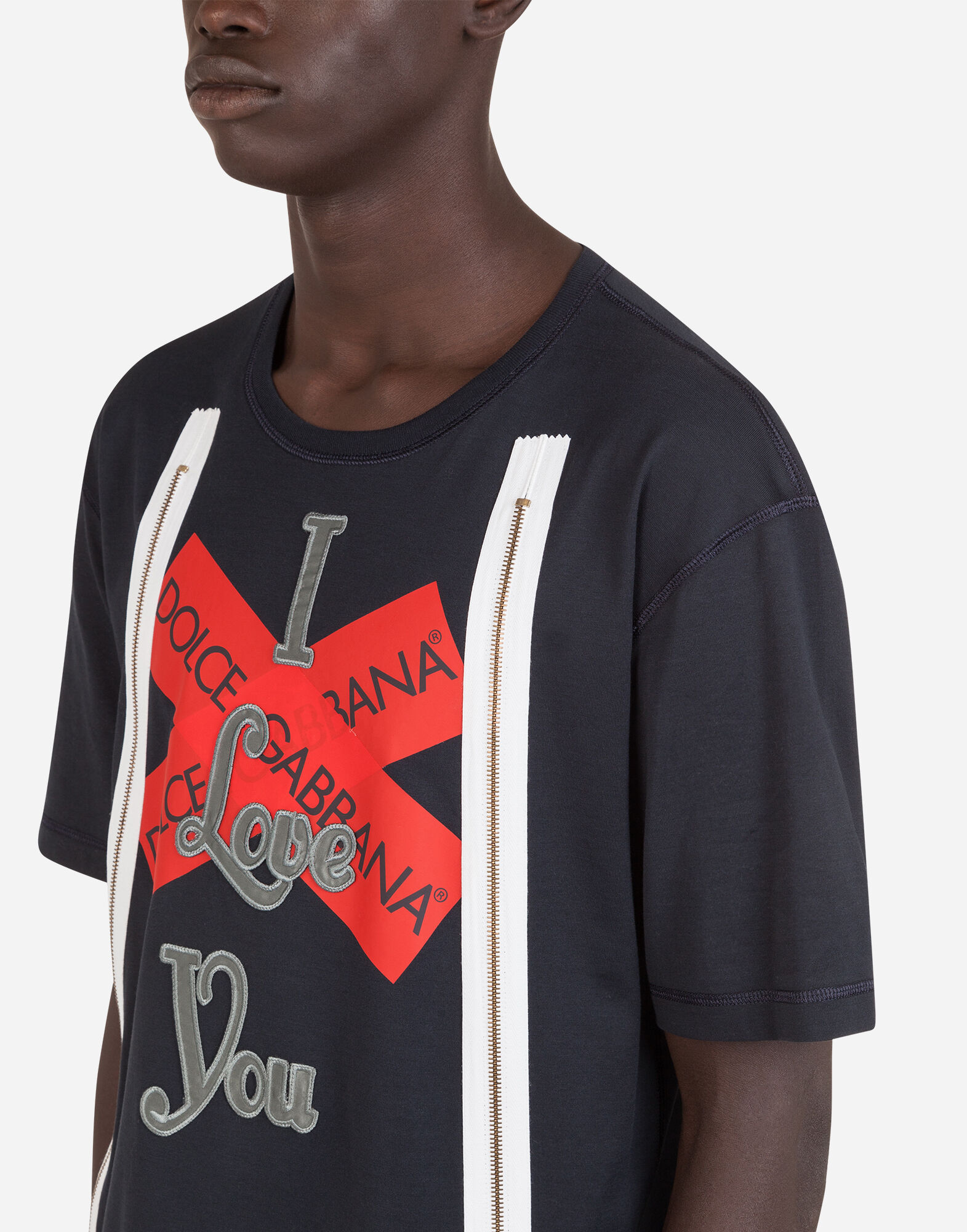 T-shirt with Dolce&Gabbana print and zipper
