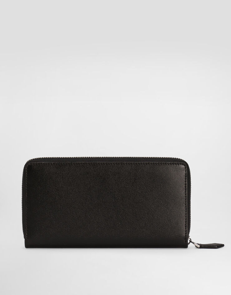 Dolce & Gabbana Cartera en piel de becerro con cremallera circundante Negro BP1672AV956