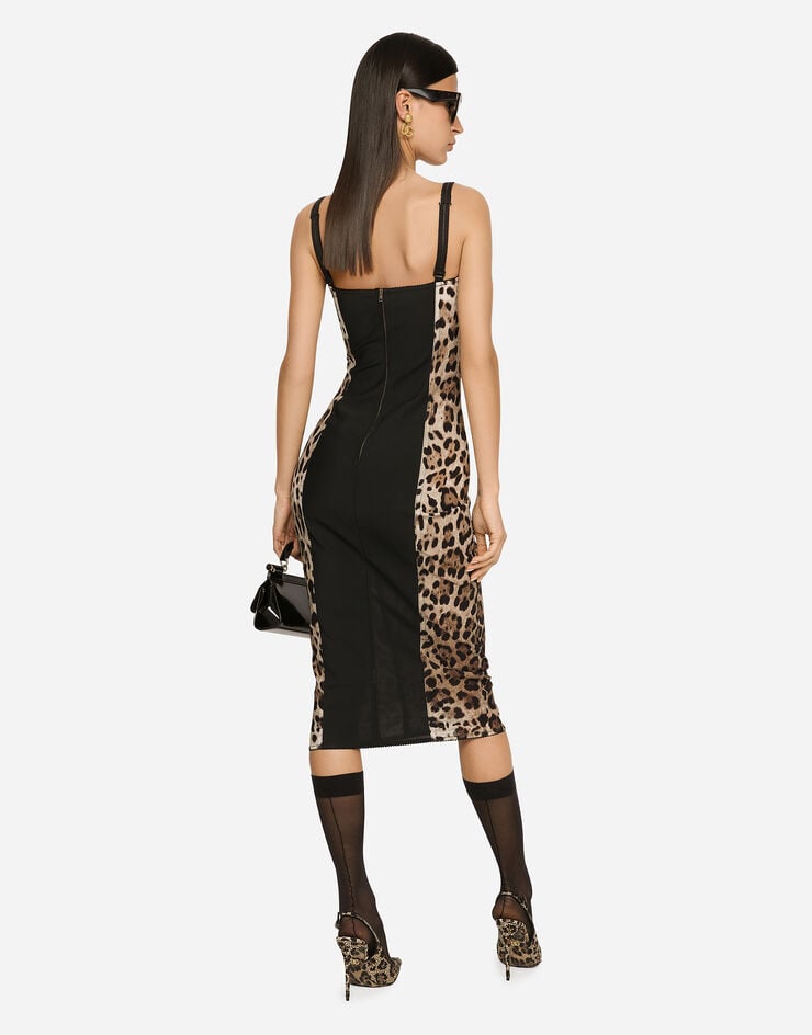 Dolce & Gabbana Vestido longuette de marquisette estampado leopardo Estampado Animalier F6R3OTFSSF7