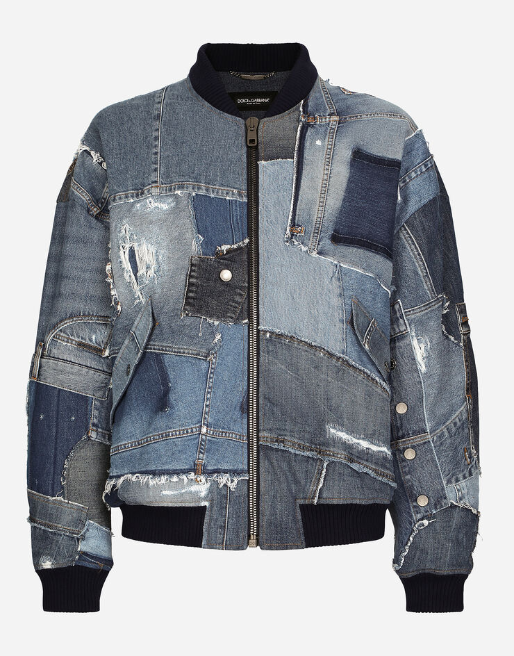 Stretch patchwork denim jacket in Multicolor for for Men | Dolceu0026Gabbana®