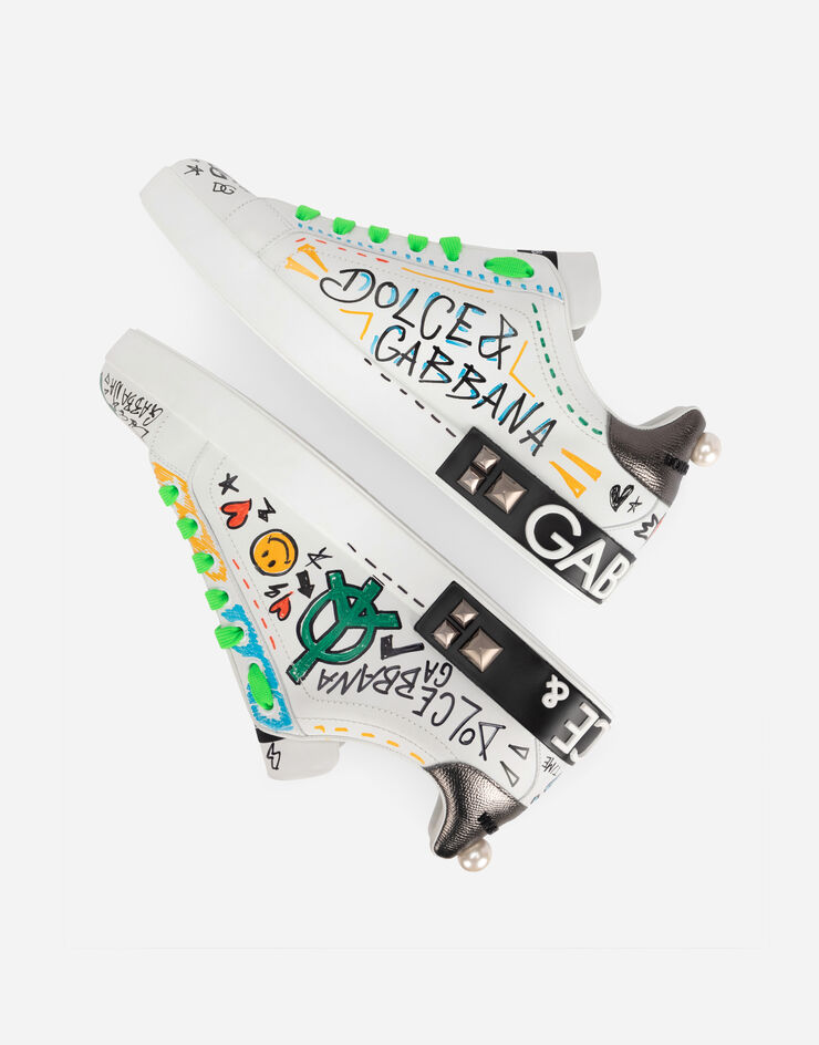 Dolce & Gabbana Sneaker Portofino in pelle di vitello con ricamo e borchie Multicolore CS1772AH502