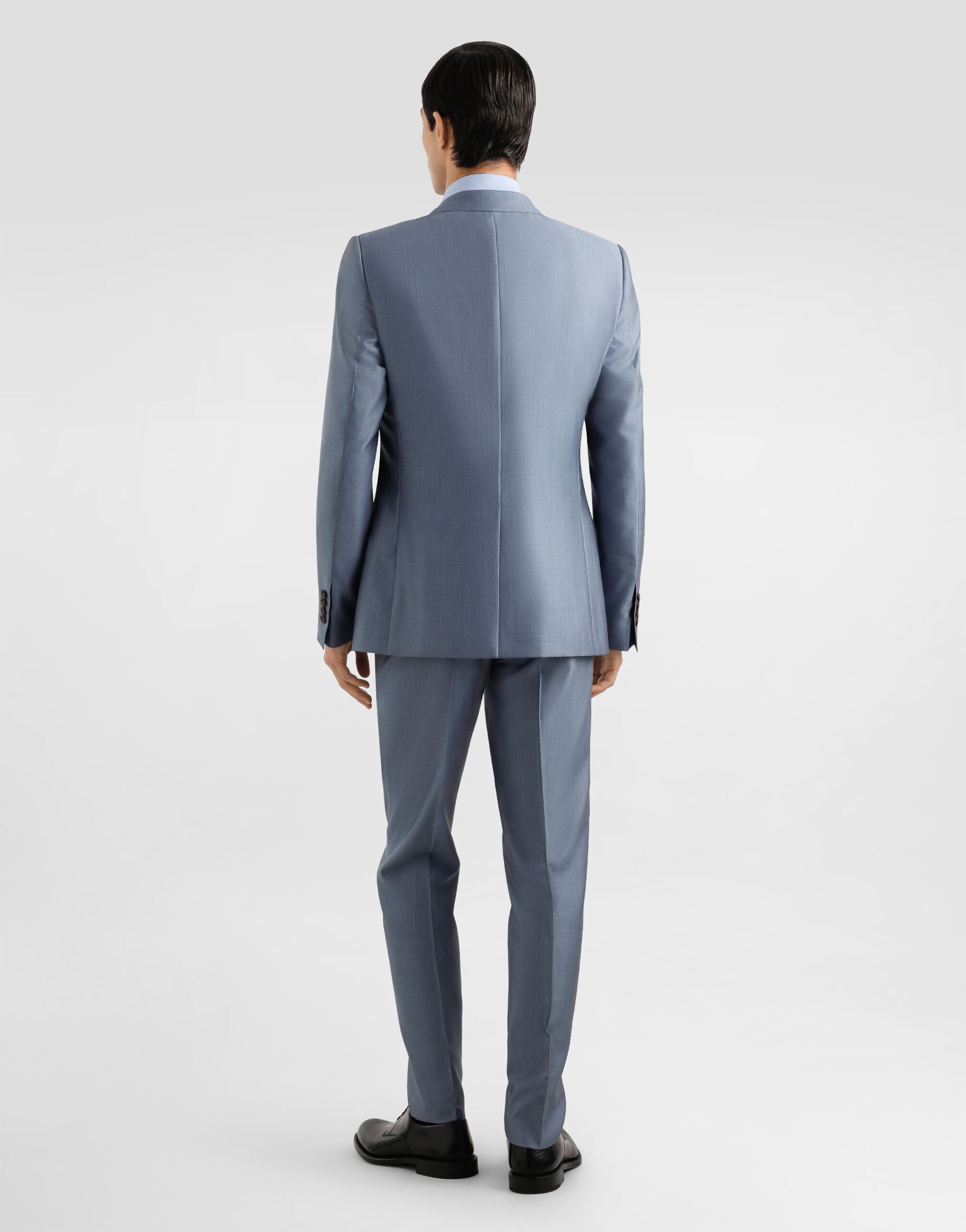 Single-breasted wool and silk suit in Azure for Men