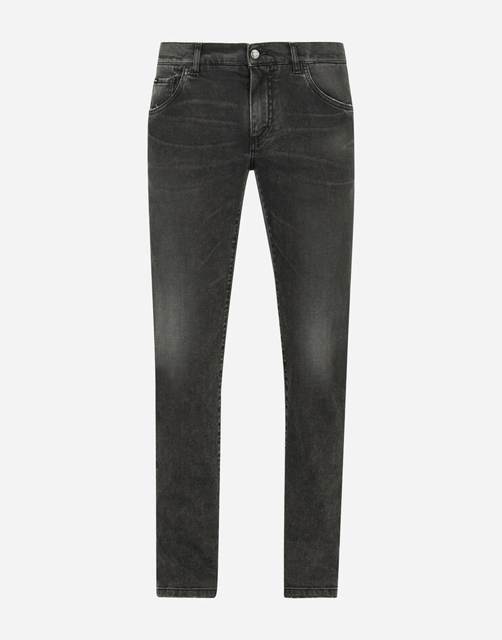商品画像：Gray wash skinny stretch jeans in Grey for Men 5