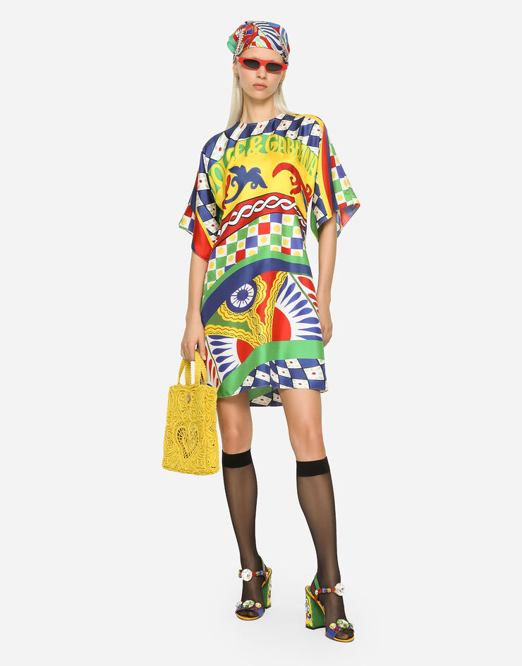 Dolce&Gabbana Short Carretto-print twill dress Multicolor F6ALLTHI1MM