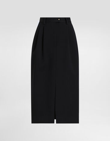 Dolce & Gabbana Falda longuette estilo tubo de lana Negro F4CZUTFUBGE