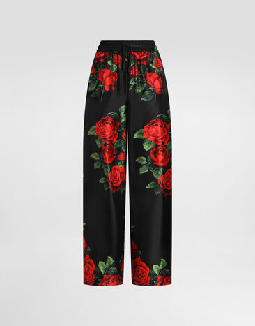 Dolce & Gabbana Rose-print vanity silk trousers Multicolor FTDNCTIS137