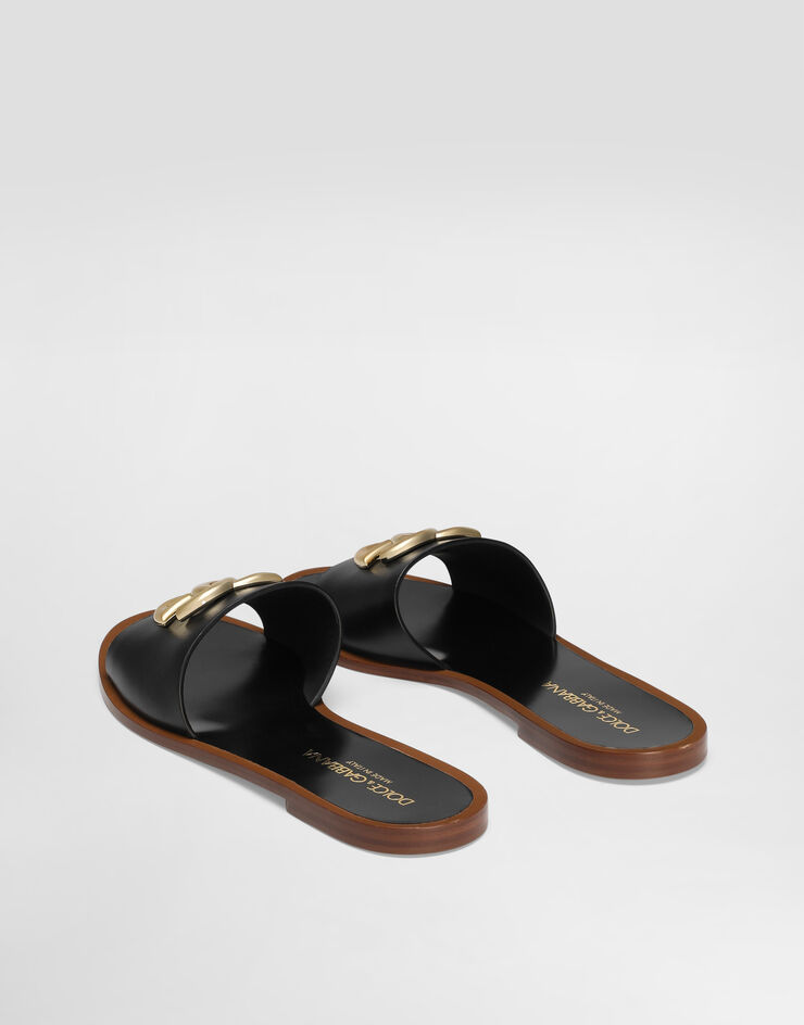 Dolce & Gabbana flat slippers in calfskin Black CQ0619AW576