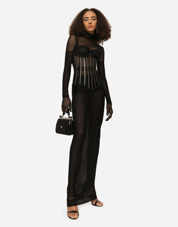 Dolce & Gabbana KIM DOLCE&GABBANAفستان طويل تول أسود F6CMYTFLRC2