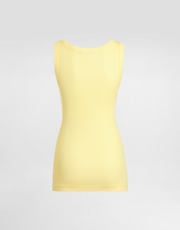 Dolce & Gabbana قميص دون أكمام من جيرسي مضلع بشعار Yellow F8W62TFU7AV