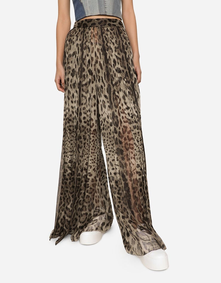 Dolce & Gabbana Gonna pantalone in chiffon stampa leopardo Stampa animalier FTBWQTFSSEP