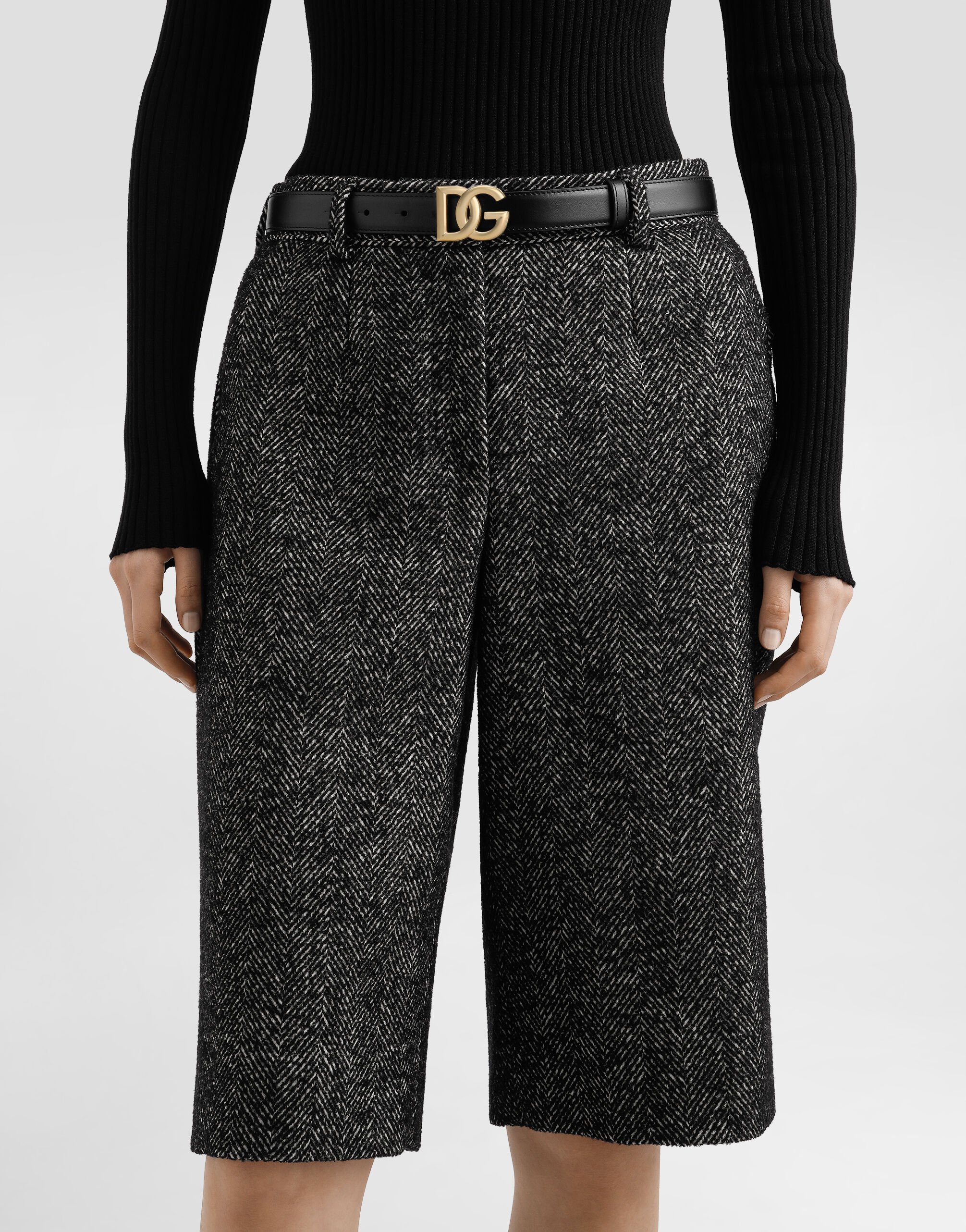 Calfskin belt with DG logo in Black for Women