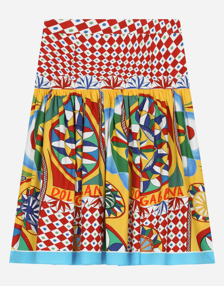 DolceGabbanaSpa Carretto-print poplin skirt with yoke detail Red L54I72G7J9M