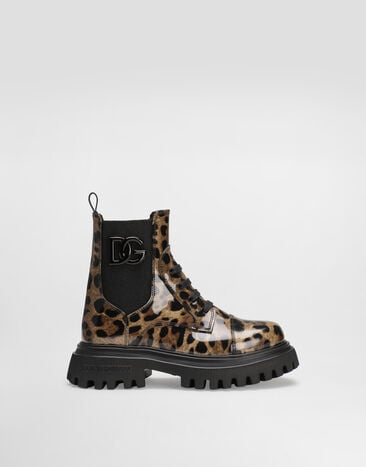 Dolce & Gabbana Stivaletto in pelle di vitello lucida stampata Stampa D11360AM568