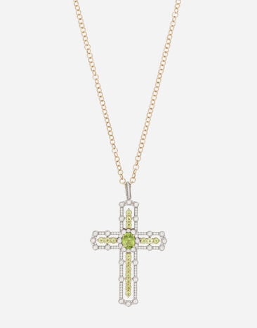 Dolce & Gabbana Sicily pendant in 18K yellow and white gold with peridots and diamonds Yellow WAQP4GWPER1