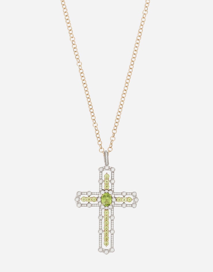 Dolce & Gabbana Tradition pendant in yellow and white gold 18kt with peridots and diamonds Yellow WAQP4GWPER1