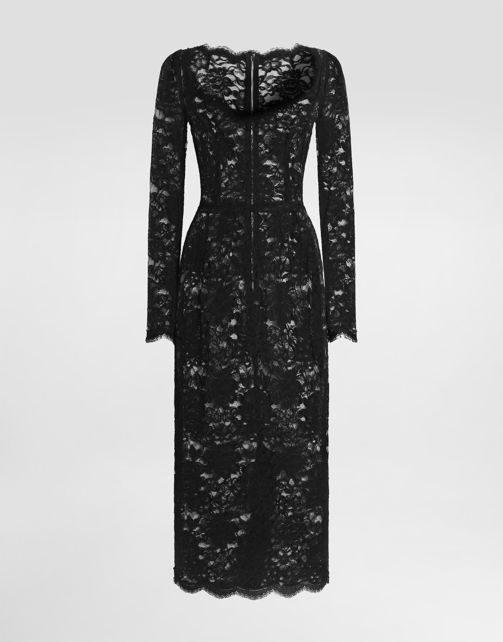 ブラックのウィメンズ ミディドレス フローラルレース | Dolce&Gabbana®