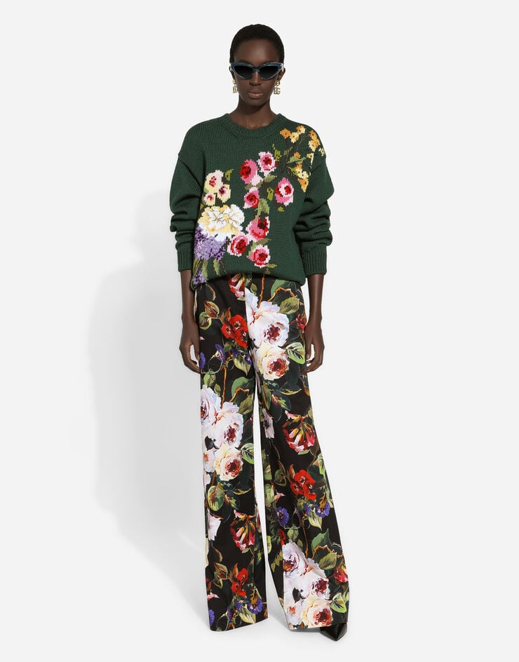 Dolce & Gabbana Wollpullover mit Blumen-Intarsienmotiv Print FXX25TJCVS9
