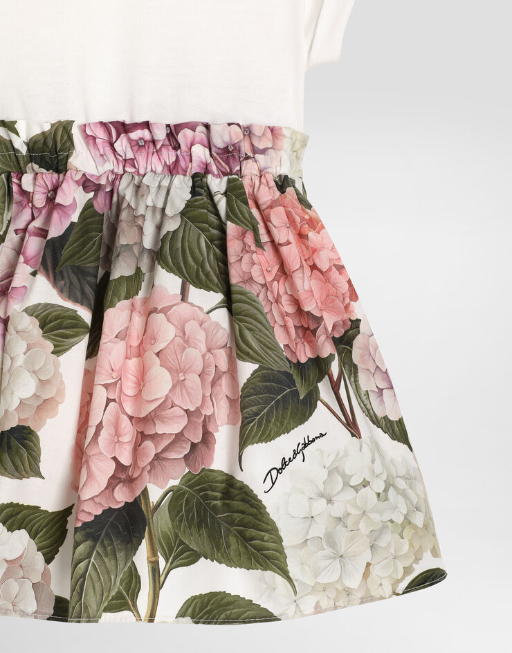 Dolce & Gabbana Hydrangea-print jersey and poplin dress Multicolor L2JDAUG7PQP
