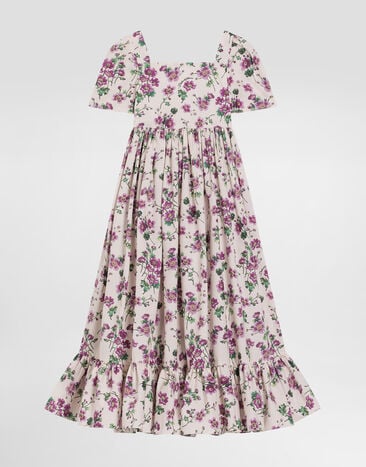 Dolce & Gabbana Poplin dress with violet print Print L53DX2HS5TX