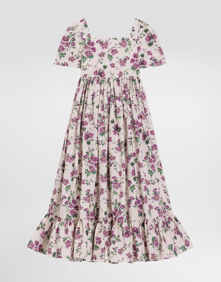 Dolce & Gabbana Poplin dress with violet print Print L53DX2HS5TX