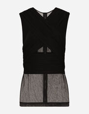 Dolce & Gabbana Stretch tulle T-shirt with draping Black G8PN9TG7K1V