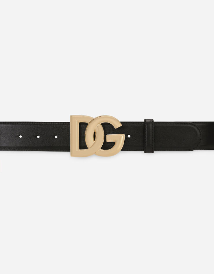 Dolce & Gabbana Calfskin belt with DG logo Black BE1446AW070