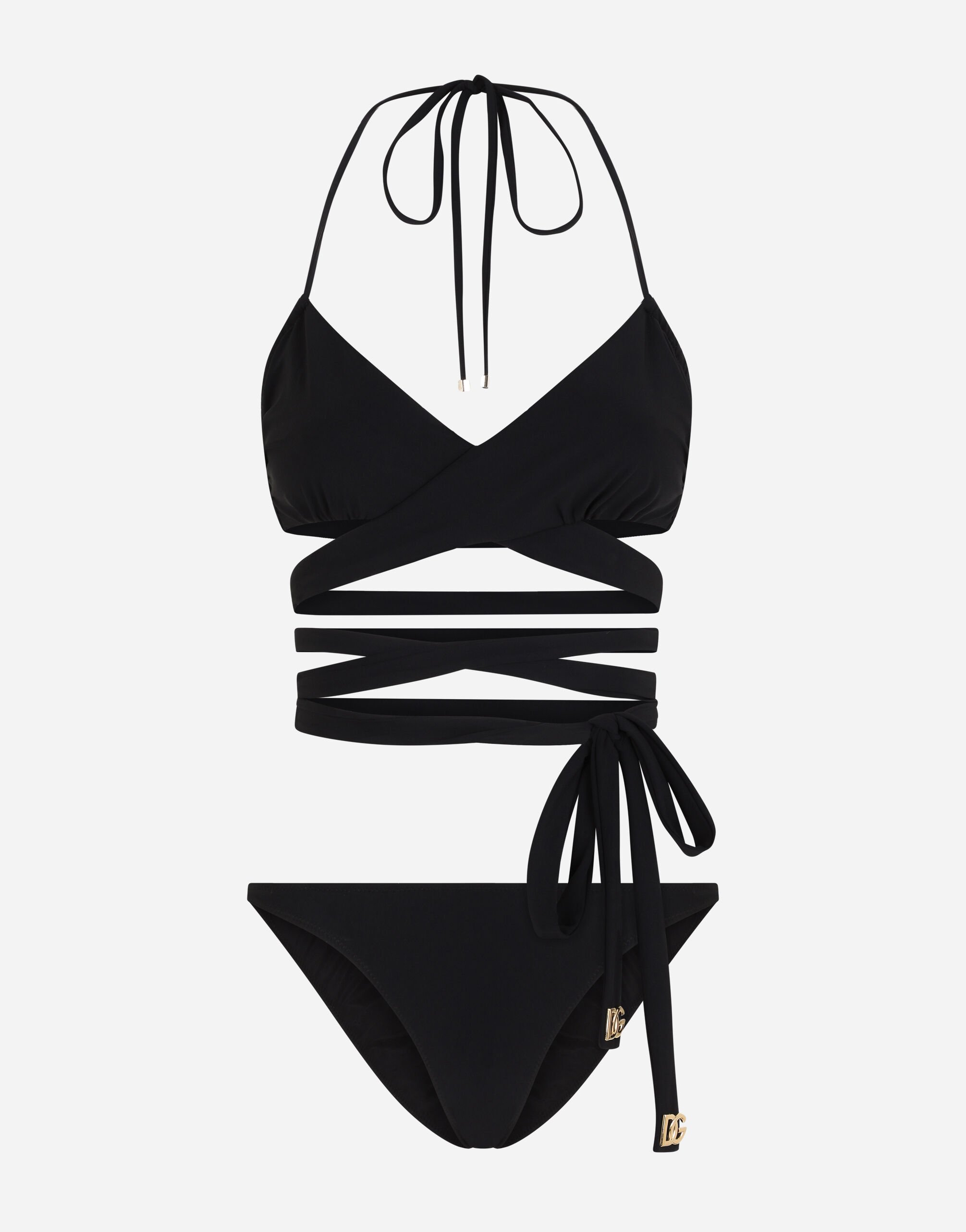 Dolce & Gabbana Bikini with wraparound lace ties Black O9B45JFUGA2