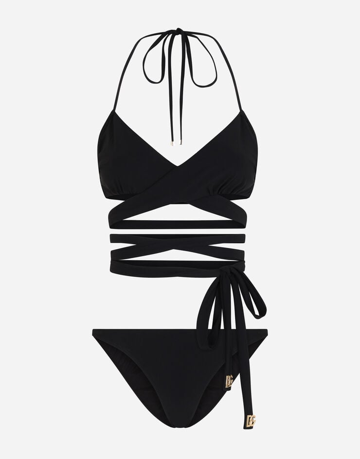 Dolce & Gabbana Bikini with wraparound lace ties Black O9A92JFUGA2