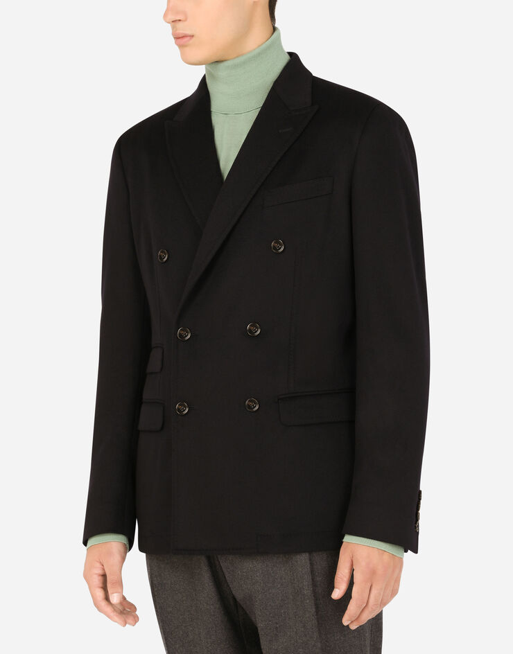 Dolce & Gabbana Unstrukturierte zweireihige Jacke aus Kaschmir Blau G2JY7TFU2AX