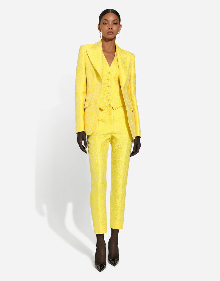 Dolce & Gabbana Pantaloni sartoriali in jacquard floreale Giallo FTAM2THJMOK